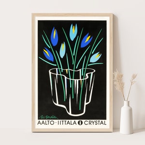 Póster publicitario vintage de Le Vase Aalto Iittala / Arte de pared minimalista / Decoración de dormitorio vintage / Arte de pared extragrande / Impresión de hasta 24 x 36.