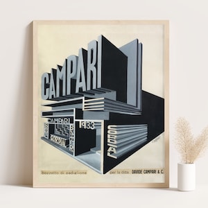 Poster vintage Cordial Campari di Fortunato Depero / Grande opera d'arte da parete / Stampa fino a 16x20 pollici.