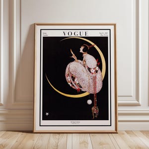Vogue Cover Print: 1917 Art Deco Moonlit Fashion Illustration by George Wolfe Plank image 1