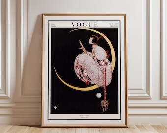 Vogue Cover Print: 1917 Art Deco Moonlit Fashion Illustration by George Wolfe Plank
