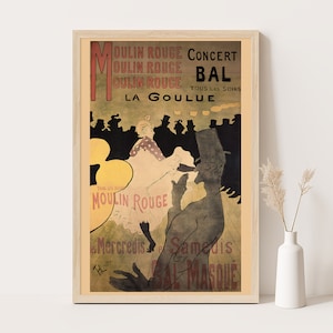 Póster Moulin Rouge La Goulue de Henri Toulouse Lautrec / Póster publicitario vintage / Decoración de dormitorio vintage / Arte de pared extragrande.