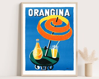 Bernard Villemot Orangina Poster: Vintage French Advertising Art, Mid-Century Modern