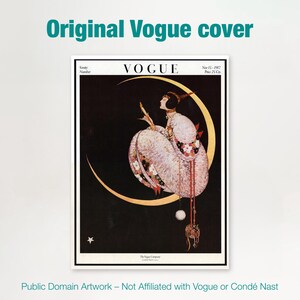 Vogue Cover Print: 1917 Art Deco Moonlit Fashion Illustration by George Wolfe Plank image 19