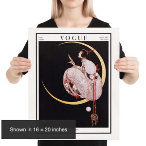 Vogue Cover Print: 1917 Art Deco Moonlit Fashion Illustration by George Wolfe Plank 16x20 inches