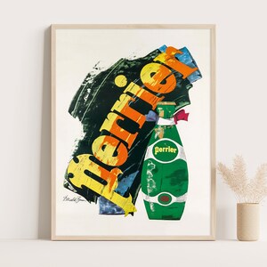 Cartel publicitario vintage de Perrier de Donald Brun / Decoración de cocina vintage.