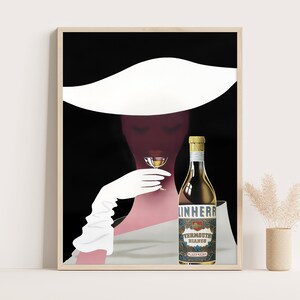 Wermut Bianco Linherr Vintage Werbeplakat, Vintage Küchendekor, große Wandkunst, 18x24 Zoll Druck.
