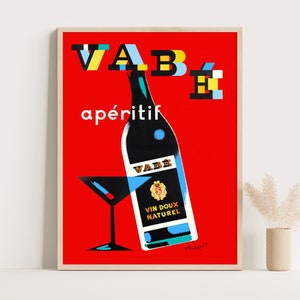 VABE Aperitif Vintage Werbeplakat, Vintage Küchenwandkunst, Große Wandkunst, Druck bis zu 18x24.