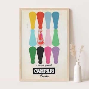 Campari E Sempre Giovane | Campari Soda ist immer jung | Vintage Werbeplakat | Vintage Küchen Dekor | Extragroße Wandkunst.