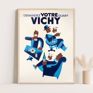 Vichy Vintage Werbeplakat | Vintage Küchen Dekor | Große Wandkunst | bis zu 45x60 cm groß.