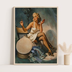Pin Up Girls Vintage Poster from 1950s | Coquette Room Decor | Sexy Retro Poster & Bathroom Print