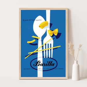 Manifesto pubblicitario vintage della pasta Barilla - Grande arte murale retrò per la cucina, il ristorante e l'arredamento del bar