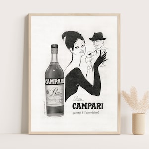 Bitter Campari | This Is The Aperitif | Campari Vintage Advertising Poster | Vintage Kitchen Decor | Extra Large Wall Art.