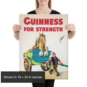 Vintage Guiness Beer Canvas: Irish Bar Cart Decor, Man Pulling Horse image 2