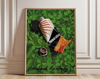 Custom Hamol Ultra Vintage Poster Print – Retro Sunscreen Advertisement with Green Botanical Background