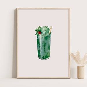 Retro Mojito Minz Cocktail Poster | Retro Soda Poster | Vintage Küchendekoration 30x40 cm Druck.