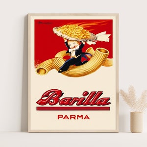 Vintage Barilla Werbeplakat - Retro Küche & Restaurant Wandkunst, coole trendige Drucke für Wohnkultur
