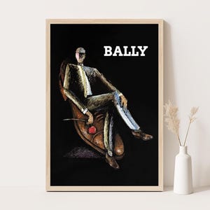 Póster vintage de Bally para adolescentes y universitarios: arte mural retro de moda.