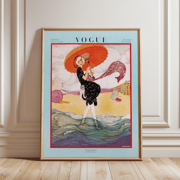 Vogue 1919 Art Deco Print: Helen Dryden Seaside Fashion Illustration