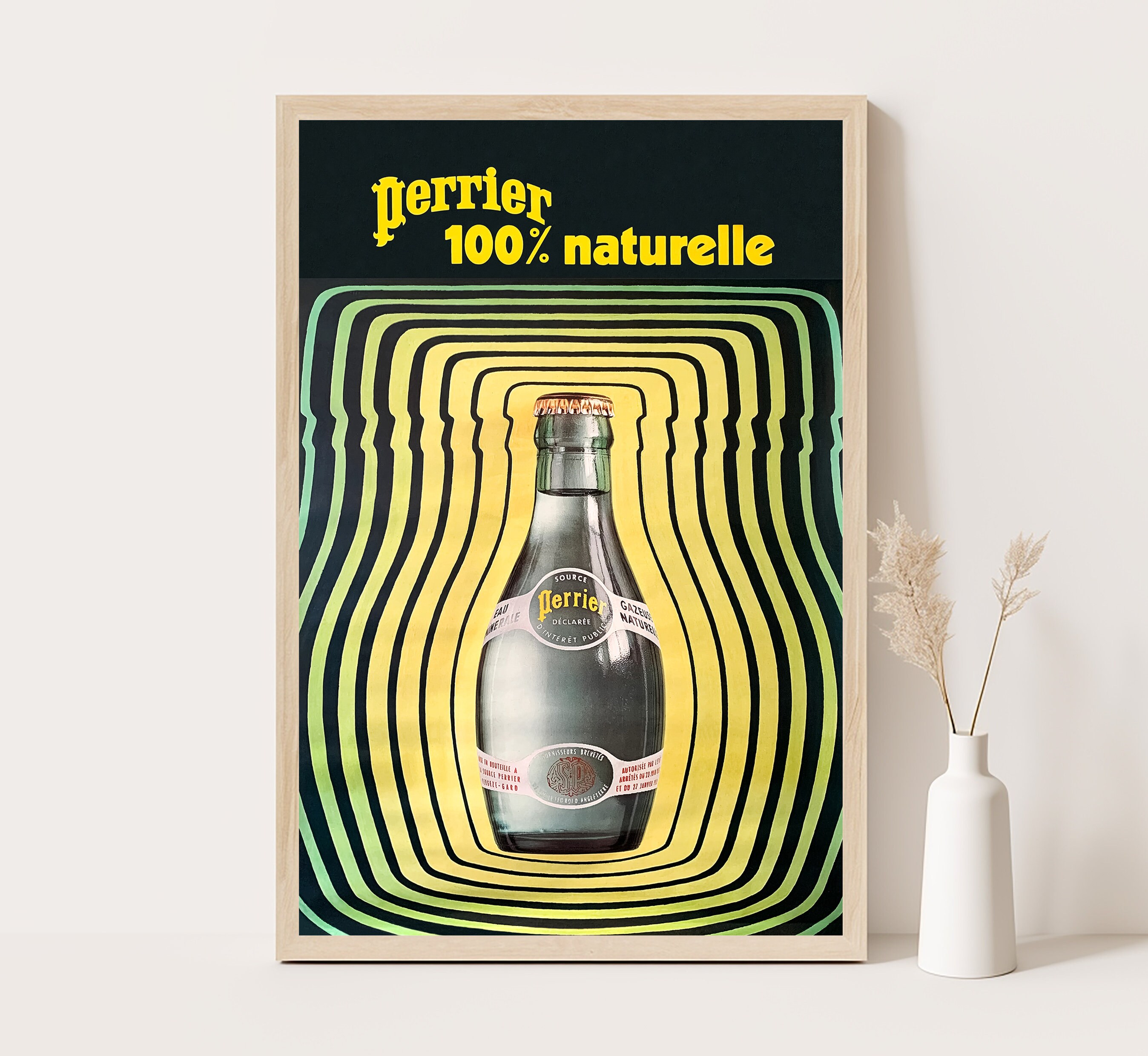 Perrier ヴィンテージ　アートポスター　ペリエ Vintage Perrier Advertising Poster Print - Etsy