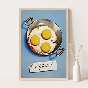 Spiegeleier Vintage Werbeplakat, Vintage Küchendekor, extragroße Wandkunst, bis zu 24x36 Druck.