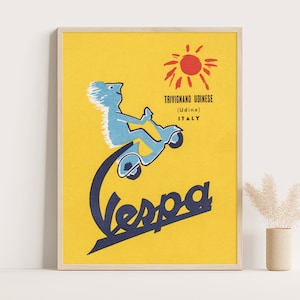 Vesper | Vintage Vespa Moto Werbeposter, Vintage Wohnzimmer Dekor, 12x16 Inch