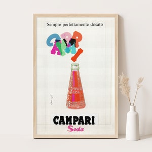 Campari Soda | Sempre Perfettamente Dosato | Vintage Campari Werbeplakat | Vintage Küchen Dekor | Extragroße Wandkunst.