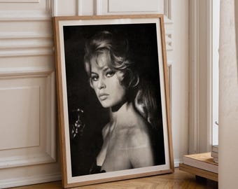 Brigitte Bardot Poster: Vintage French Cinema Icon Black and White Wall Art