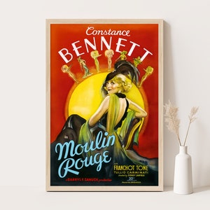 Moulin Rouge Vintage Werbeplakat, Vintage Schlafzimmerdekor, extragroße Wandkunst, bis zu 24 x 36 Druck.