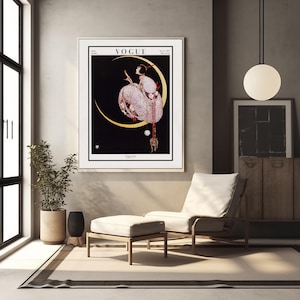 Vogue Cover Print: 1917 Art Deco Moonlit Fashion Illustration by George Wolfe Plank image 7