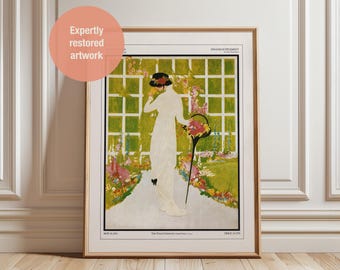 Vogue Cover Print 1913: Elegant Woman in Garden with Floral Archway