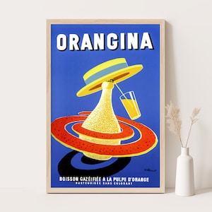 Großer Vintage Orangina Print | Trendy Maximalist Dekor | Bunte Wandkunst | Dopamin Coquette & Preppy Zimmer Dekor