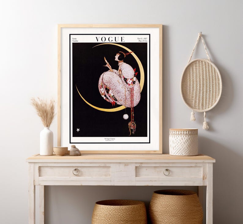 Vogue Cover Print: 1917 Art Deco Moonlit Fashion Illustration by George Wolfe Plank image 13