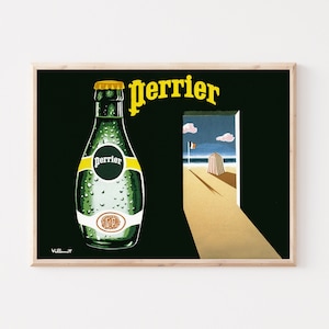 Perrier Vintage Werbeplakat von Villemot | Minimalistische Wandkunst | Vintage Schlafzimmer Dekor | Großes Wandbild | Bis zu 18x24 druck.