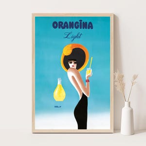 Bernard Villemot Orangina Poster: Französischer Vintage Art Deco Modedruck