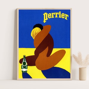Perrier water Vintage Werbeplakat, Vintage Küchendekor, große Wandkunst, Druck bis zu 61 x 91 cm.