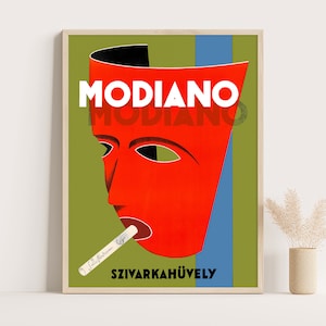 Modiano Italienisches Vintages Werbeplakat für Zigarettenpapiere, Vintage Küchendekoration, Große Wandkunst, bis zu 30,5x42,5 cm Plakat.