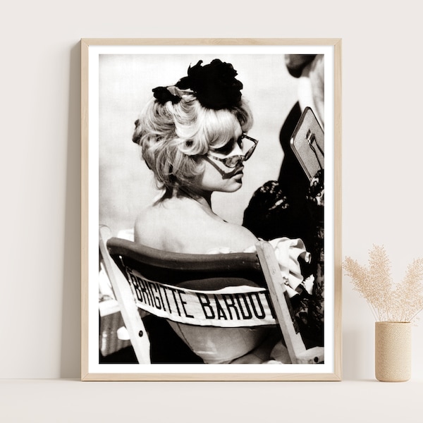 Brigitte Bardot Photo Print | Black and White Vintage Wall Art | Large Wall Art | Up to 18x24 Inches Print.