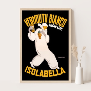 Wermut Bianco High Life Isolabella Vintage Werbeplakat, Vintage Küchendekor, extragroße Wandkunst, bis zu 24x36 Druck.