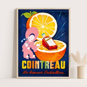 Cointreau Likör Cristalline Vintage Werbeplakat, Vintage Küchenwandkunst, Große Wandkunst, Druck bis zu 18x24.