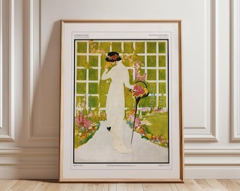 Vogue Cover Print 1913: Elegant Woman in Garden with Floral Archway