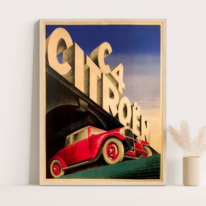 Cartel publicitario de coche clásico Citroën C4, decoración de sala de estar vintage, arte de pared grande, impresión de hasta 18 x 24 pulgadas.