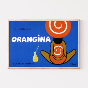 Impresión vintage de Orangina / Decoración maximalista de moda / Arte mural colorido / Decoración de habitación preppy y coqueta con dopamina