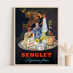 Senglet Liköre Fines Vintage Werbeposter | Vintage Küchendekoration 30x40 cm Druck.