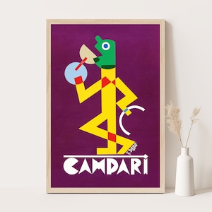 Campari Vintage Werbeplakat, Vintage Küchendekor, extragroße Wandkunst, bis zu 24 x 36 Druck.
