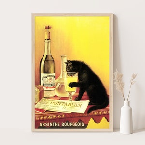 Absinth Burgeois | Künstlich hergestellter Absinth | Französisches Vintage Werbeplakat, Vintage Küchendekor, Druck 30x45 cm.