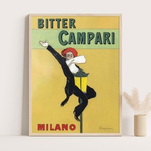 Campari amargo de Milán de Leonetto Cappiello / Póster publicitario vintage de Campari / Decoración de cocina vintage / Arte de pared extragrande.