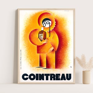 Cartel publicitario vintage de licor Cointreau, arte mural de cocina vintage, arte mural grande, impresión de hasta 18 x 24.
