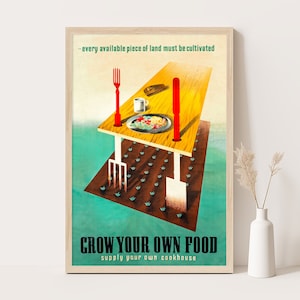 Wachsen Sie Ihr eigenes Essen Vintages Werbeplakat, Vintage Küchendekor, extragroße Wandkunst, bis zu 24x36 Druck.
