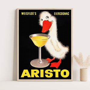 Aristo German Egg Cognac Likör Vintage Werbeplakat | Vintage Küche Wandkunst | Große Wandkunst | bis zu 18x24 druck.