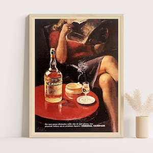 Póster cordial de Campari de la década de 1900 / Póster publicitario vintage de Campari / Decoración de cocina vintage / Impresión de arte italiano vintage.
